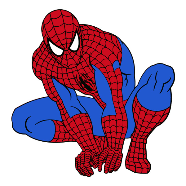Crouching Spider-Man Full Body Comic Style Vector PNG Download - Free Cartoon Vector PNG SVG AI EPS Download