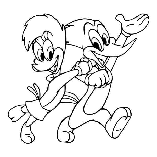 Running Woody and Winnie Woodpecker Line Art Vector Clipart Download - Free Cartoon Vector PNG SVG AI EPS Download