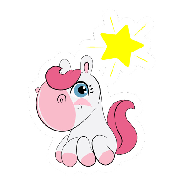 Sitting My Little Pony Style Baby Unicorn with Star Vector PNG Download - Free Cartoon Vector PNG SVG AI EPS Download