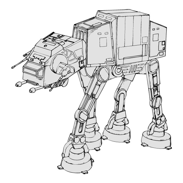 Standing AT-AT Walker Star Wars Sketch Line Art Vector PNG Download - Free Cartoon Vector PNG SVG AI EPS Download