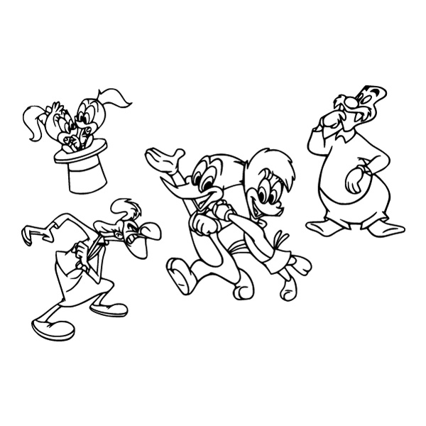 Woody Woodpecker Characters Line Art Vector Set PNG Download - Free Cartoon Vector PNG SVG AI EPS Download