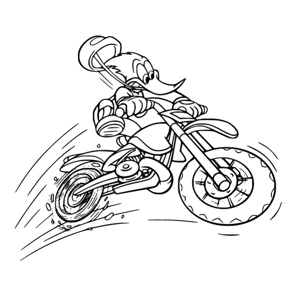 Woody Woodpecker Riding Motorcycle Line Art Vector PNG Download - Free Cartoon Vector PNG SVG AI EPS Download